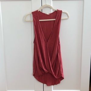 Urban Outfitters Dark Coral Surplice Tank
